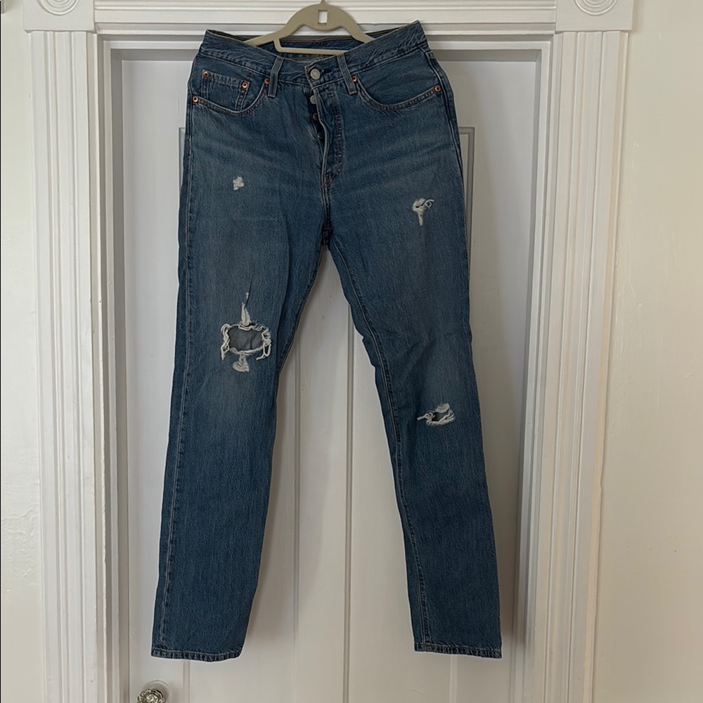 Levi's 501 Blue Denim Jeans Distressed Women’s 27